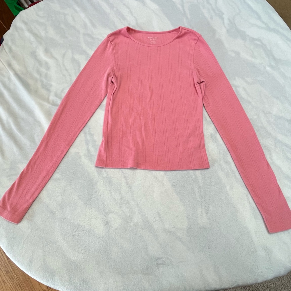 American Eagle Outfitters Pink Long Sleeve Blouse